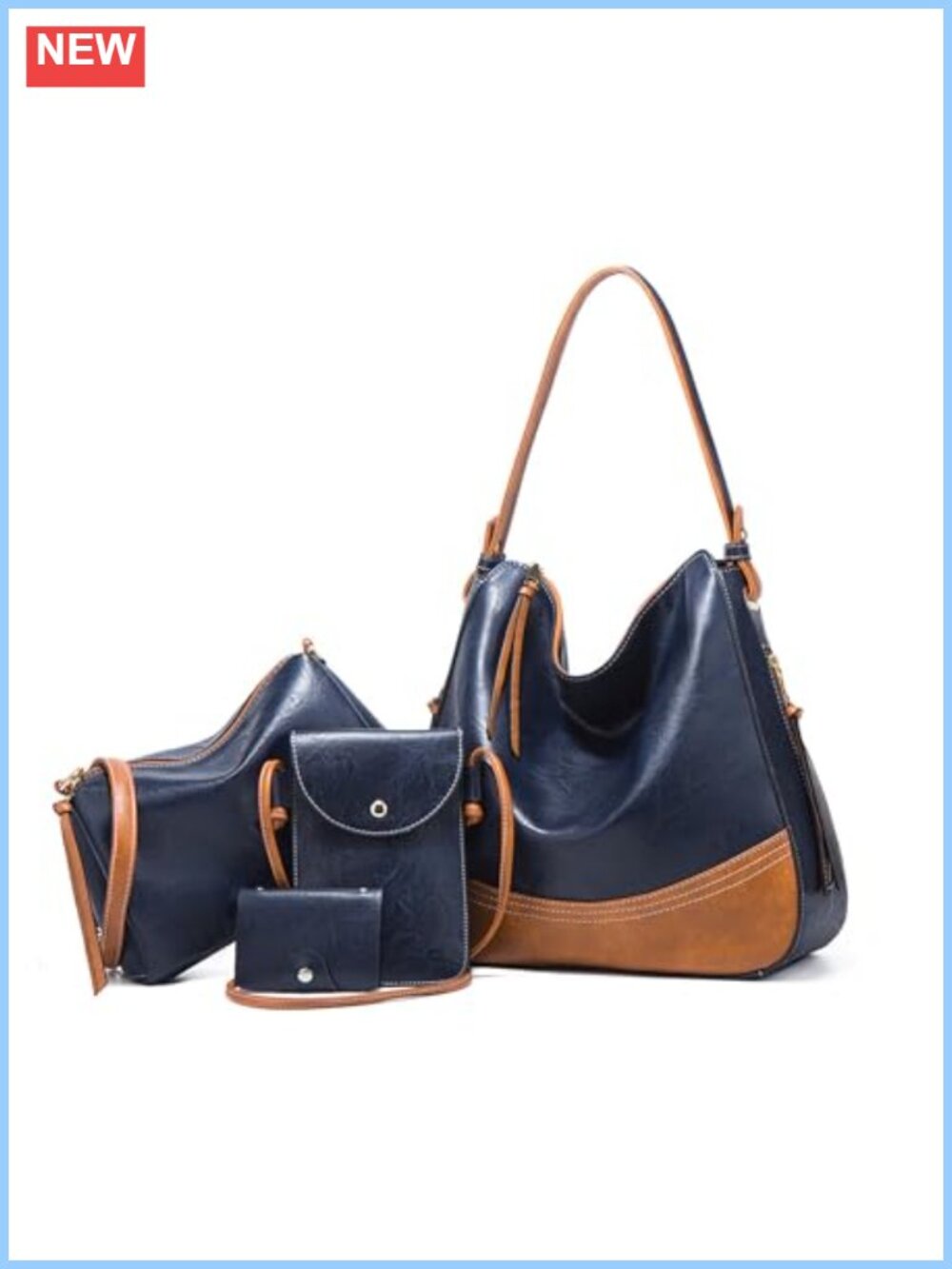 4 Pc Faux Leather Hobo Bag Set Crossbody Card Purse Women